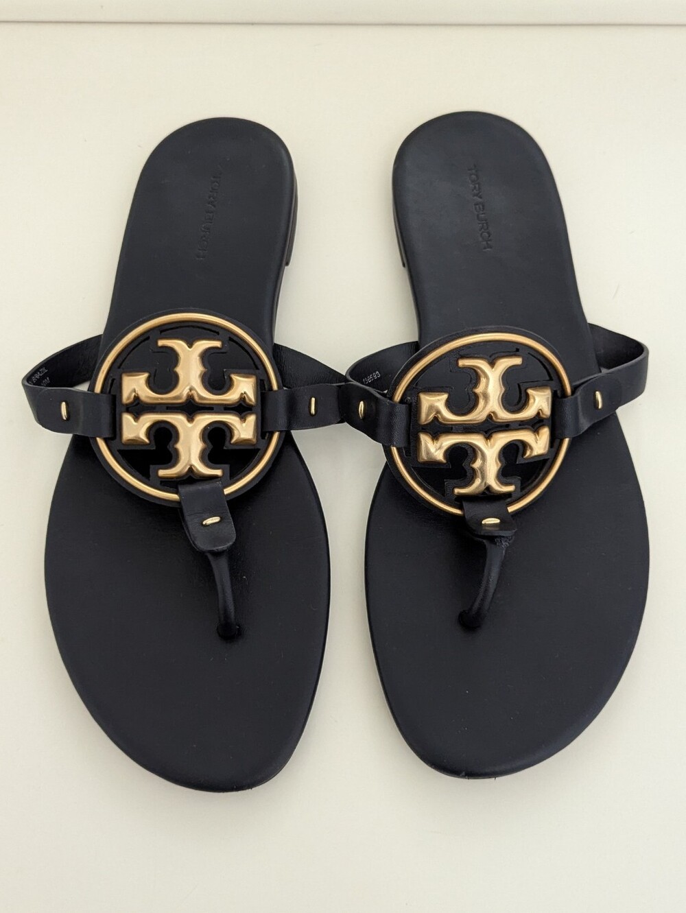 EUC! Tory Burch Metal Miller Sandal In Black Size 10